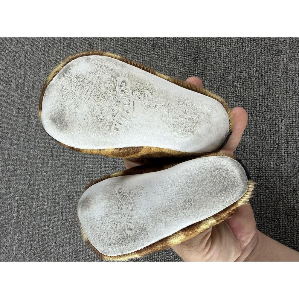 Freebird Crib Shoes Girls 3 Brown Baby Kicks Animal Hair Leather Lined Slippers